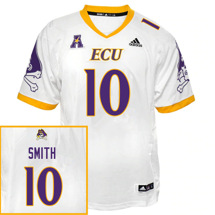 Men #10 Xavier Smith ECU Pirates College Football Jerseys Sale-White